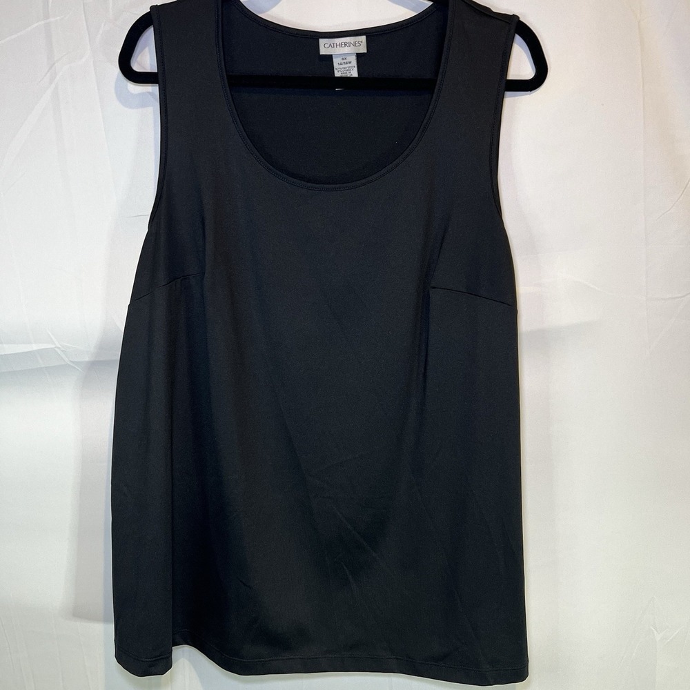 Catherines Womens Black Sleeveless Scoop Neck Stretch Chiffon Tank Top 0X 14/16W